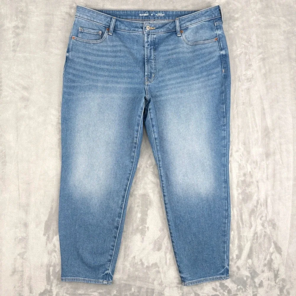 Old Navy Jeans Womens 20 (Fits 39x27.5) Blue OG Straight High Rise Built-In Warm